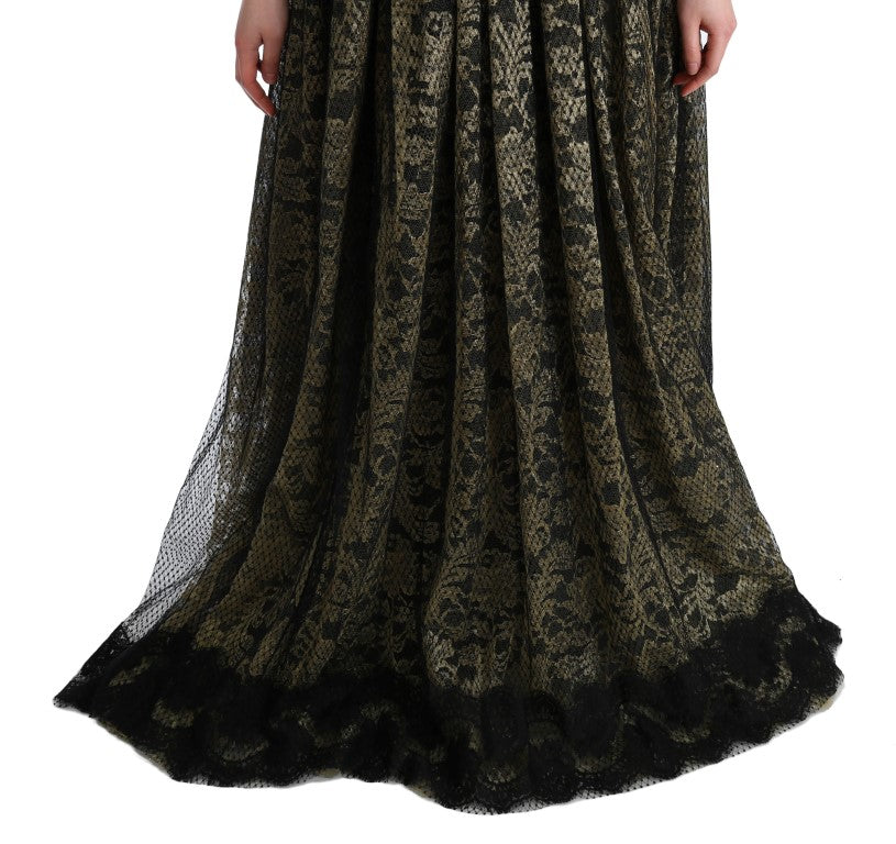 Dolce & Gabbana Black and Yellow Crystal Lace Shift Dress